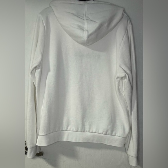 Women's White Billie Script Perf Fleece Pullover Hoodie - Picture 4 of 5